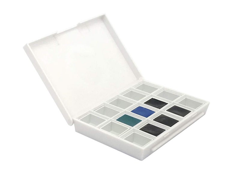 Daniel Smith Hand Poured Watercolor, Half Pans, Earth Set with 6 Watercolor Half Pans, 9 Empty Half Pans, 1 Plastic Travel Case (Total 16 Pieces) 285650002 - Image 1